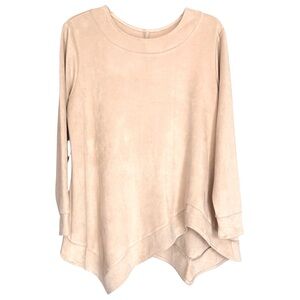 Ravel Size Small Cream Faux Suede Long Sleeve Asymmetrical Tunic